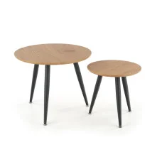 MENTONA 2 COFFEE TABLES, SET OF 2 PCS. GOLDEN OAK / BLACK